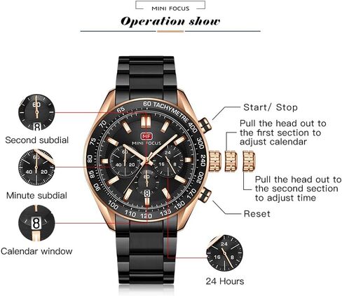 Mens Watches Chronograph Analog Quartz Business Dress Stainless Steel Casual Blue Wrist Watch Date Waterproof Reloj De Hombre Luminous Multifunction Two Tone Gift Watch for Men in Saudi Arabia
