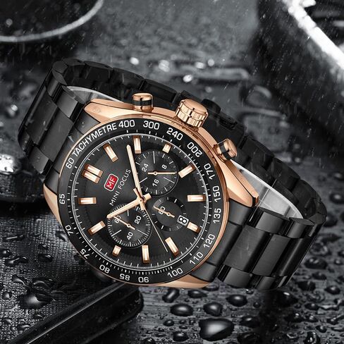 Mens Watches Chronograph Analog Quartz Business Dress Stainless Steel Casual Blue Wrist Watch Date Waterproof Reloj De Hombre Luminous Multifunction Two Tone Gift Watch for Men in Saudi Arabia