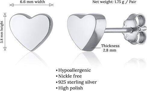 925 Sterling Silver Earrings Push Back Sterling Silver Stud Earrings Hearts, Stars, Lightning Dainty Jewelry Hypoallergenic Earrings for Women Chic & Cute Earrings for Teen Girls Gift for Her in Saudi Arabia