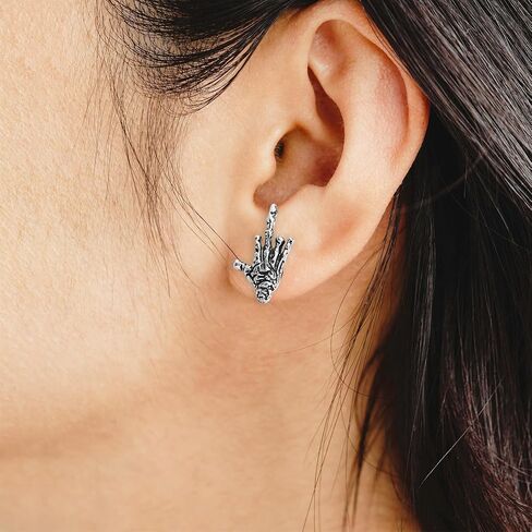 Vintage Hand Skeleton Bone Stud Earrings Mens Womens Stainless Steel Screw Back Stud Earrings Punk Rock Gothic Halloween Jewelry in Saudi Arabia