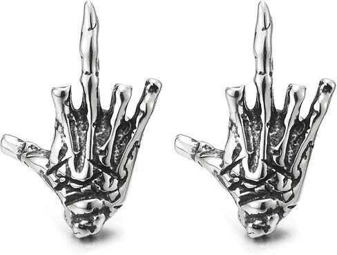 Vintage Hand Skeleton Bone Stud Earrings Mens Womens Stainless Steel Screw Back Stud Earrings Punk Rock Gothic Halloween Jewelry in Saudi Arabia