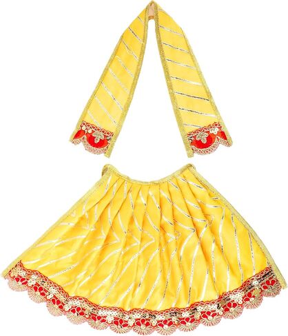 Set of 2 Decorative Laxmi Durga Devi MATA Dress poshak vastra Cloth lehanga Chunari Pooja Item Idol Statue Indian Traditional Diwali Decorations Festival Home Temple Decoration(Size-5")(Red,Yellow) in Saudi Arabia