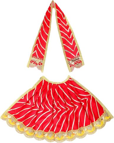 Set of 2 Decorative Laxmi Durga Devi MATA Dress poshak vastra Cloth lehanga Chunari Pooja Item Idol Statue Indian Traditional Diwali Decorations Festival Home Temple Decoration(Size-5")(Red,Yellow) in Saudi Arabia