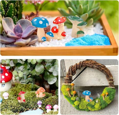 32PCS Mini Mushrooms Cute Tiny Mushrooms Figurines Ornament Resin Mushrooms Statue for Micro Landscape Plant Outdoor Garden Pots Bonsai Crafts Home Room Party Decor in Saudi Arabia