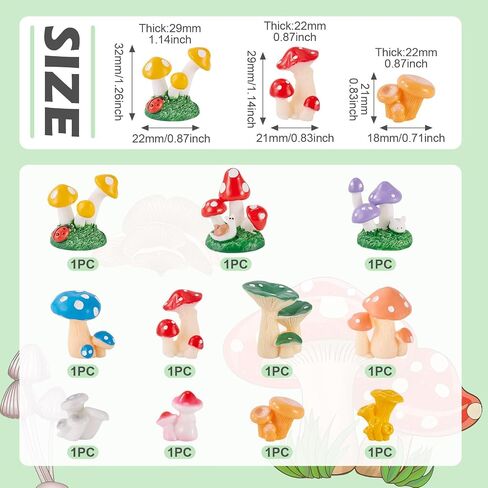 32PCS Mini Mushrooms Cute Tiny Mushrooms Figurines Ornament Resin Mushrooms Statue for Micro Landscape Plant Outdoor Garden Pots Bonsai Crafts Home Room Party Decor in Saudi Arabia