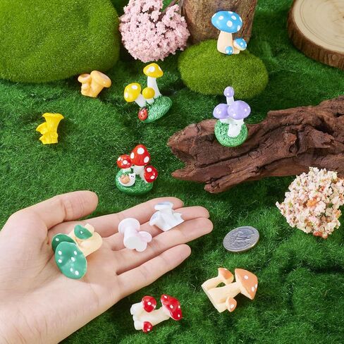 32PCS Mini Mushrooms Cute Tiny Mushrooms Figurines Ornament Resin Mushrooms Statue for Micro Landscape Plant Outdoor Garden Pots Bonsai Crafts Home Room Party Decor in Saudi Arabia