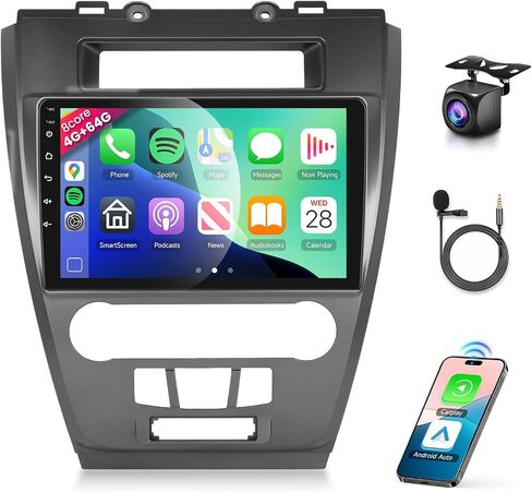 8 CORE 4G+64G Car Radio Stereo for Ford Fusion Mondeo Mustang 2009-2012 Wireless CarPlay Android Auto, 10.1 Inch 1280 * 720P IPS Touch Scree Android 13 GPS WiFi Bluetooth 32-Band DSP HD Camera in Saudi Arabia