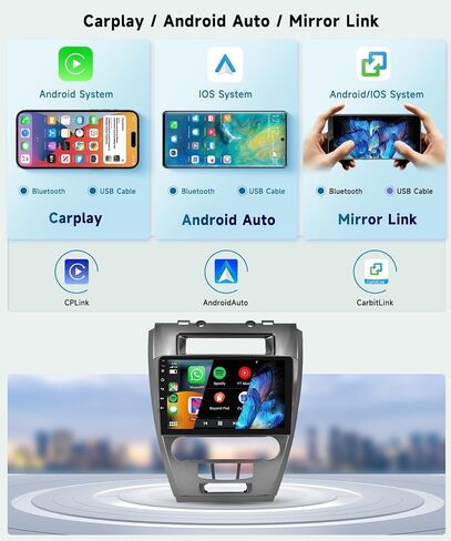 8 CORE 4G+64G Car Radio Stereo for Ford Fusion Mondeo Mustang 2009-2012 Wireless CarPlay Android Auto, 10.1 Inch 1280 * 720P IPS Touch Scree Android 13 GPS WiFi Bluetooth 32-Band DSP HD Camera in Saudi Arabia