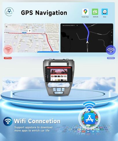 8 CORE 4G+64G Car Radio Stereo for Ford Fusion Mondeo Mustang 2009-2012 Wireless CarPlay Android Auto, 10.1 Inch 1280 * 720P IPS Touch Scree Android 13 GPS WiFi Bluetooth 32-Band DSP HD Camera in Saudi Arabia