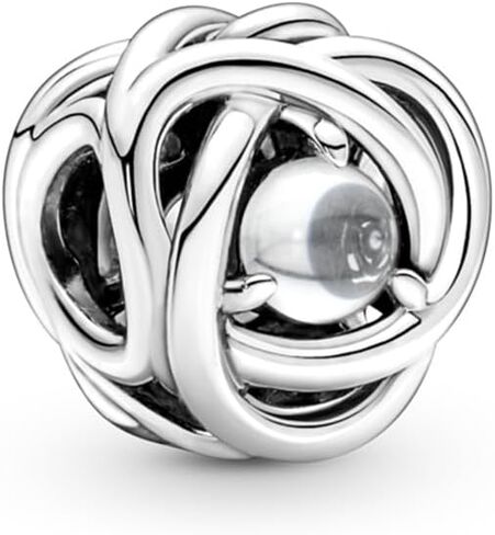 Pandora April Clear Eternity Circle Charm Charm Moments الأساور - مجوهرات نسائية مذهلة - هدية للنساء - مصنوعة من الفضة الاسترليني والزركونيا المكعبة، بدون صندوق هدايا in Saudi Arabia