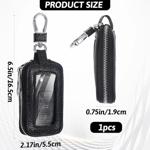 Universal Premium PU Leather Car Key Fob Case, Black, Compatible with Car, Model 651103 1-Key Shells in Saudi Arabia