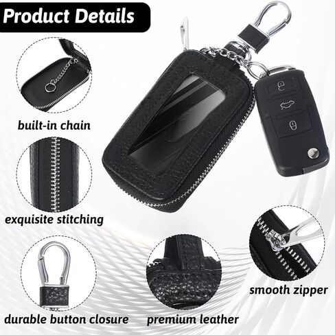 Universal Premium PU Leather Car Key Fob Case, Black, Compatible with Car, Model 651103 1-Key Shells in Saudi Arabia