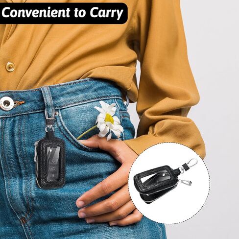 Universal Premium PU Leather Car Key Fob Case, Black, Compatible with Car, Model 651103 1-Key Shells in Saudi Arabia