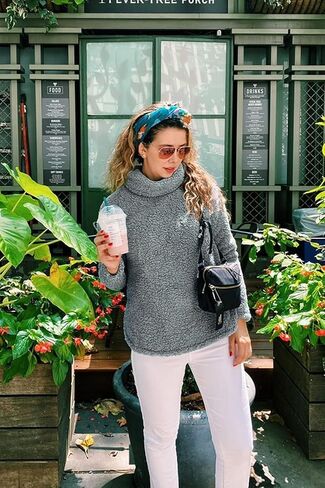 yoeasy Women's Turtleneck Fuzzy Fleece Sweatshirt Sherpa Warm Long Sleeve Pullover Jumper Tops in Saudi Arabia