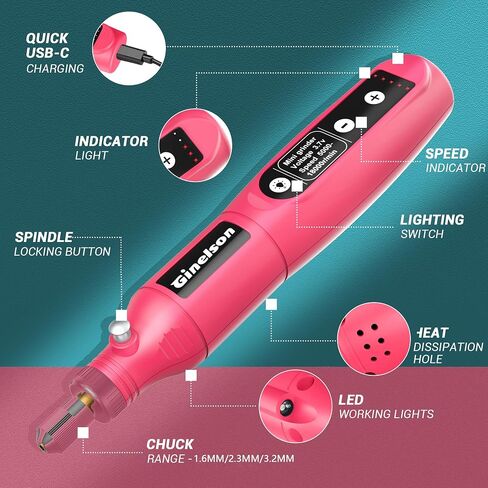 Cordless Rotary Tool, 2000 mAh Battery Pack, 5-Speed and USB-C Charging Rotary Tool Kit with 70 Accessories, Multi-Purpose 3.7V Power Rotary Tool for Sanding, Polishing, Engraving, DIY Crafts in Saudi Arabia