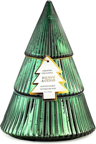 Christmas Tree Candles, Balsam & Cedar Scented Candle, Green Xmas Tree Shaped Candle, Christmas Home Table Decor Gifts for Women in Saudi Arabia