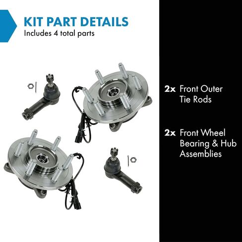 TRQ Front Steering & Drivetrain Kit Tie Rod Wheel Hub Bearing Assembly Compatible with 2004-2007 INFINITI QX56 2005-2007 Nissan Armada 2004 Pathfinder Armada TITAN in Saudi Arabia