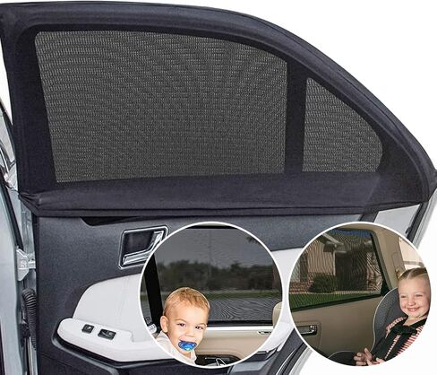 Car Window Shades, 2 Pack Breathable Stretch Mesh Side Car Window Sun Shades, Back Window Covers for Truck, SUV, Van in Saudi Arabia