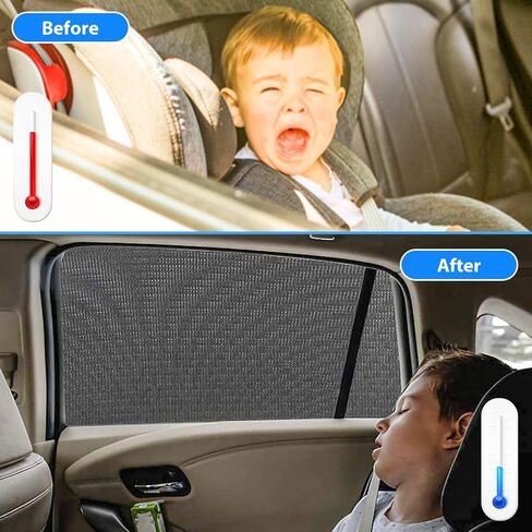 Car Window Shades, 2 Pack Breathable Stretch Mesh Side Car Window Sun Shades, Back Window Covers for Truck, SUV, Van in Saudi Arabia