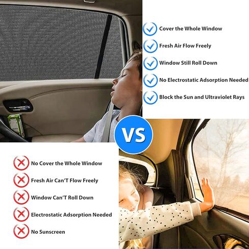Car Window Shades, 2 Pack Breathable Stretch Mesh Side Car Window Sun Shades, Back Window Covers for Truck, SUV, Van in Saudi Arabia