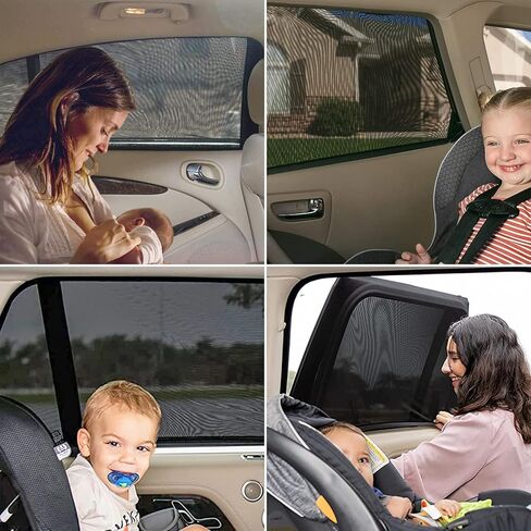 Car Window Shades, 2 Pack Breathable Stretch Mesh Side Car Window Sun Shades, Back Window Covers for Truck, SUV, Van in Saudi Arabia