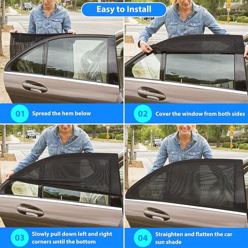 Car Window Shades, 2 Pack Breathable Stretch Mesh Side Car Window Sun Shades, Back Window Covers for Truck, SUV, Van in Saudi Arabia