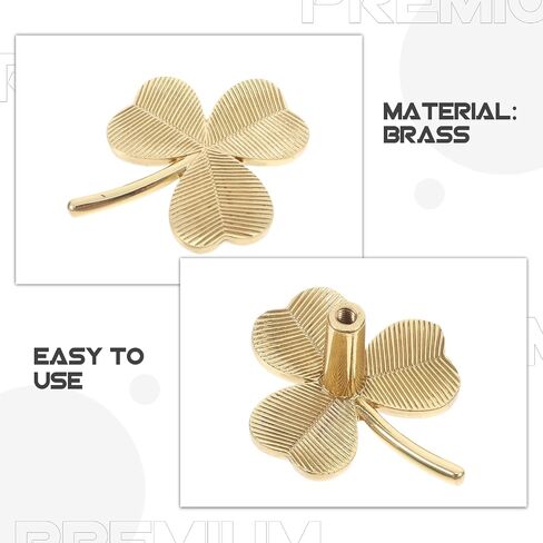 QianShi 2pcs Brass Shamrock Drawer Pull Knobs Kitchen Closet Knobs Vintage Dresser Wardrobe Door Decorative Handles Leaf Shaped Pulls Hardware Home Bedroom St. Patrick's Day Decor (Shamrock) in Kuwait