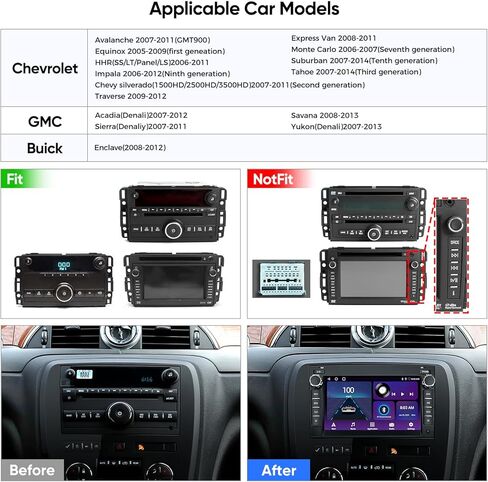 راديو ستيريو للسيارة 8 بوصة لسيارة شيفروليه تشيفي سيلفرادو/جي إم سي سييرا يوكون/بويك إنكليف أندرويد 12 Auto Carplay 8Core QLED شاشة تعمل باللمس راديو نظام تحديد المواقع والملاحة التحكم الصوتي مرآة لاسلكية HD CAM (4+64G) in Kuwait