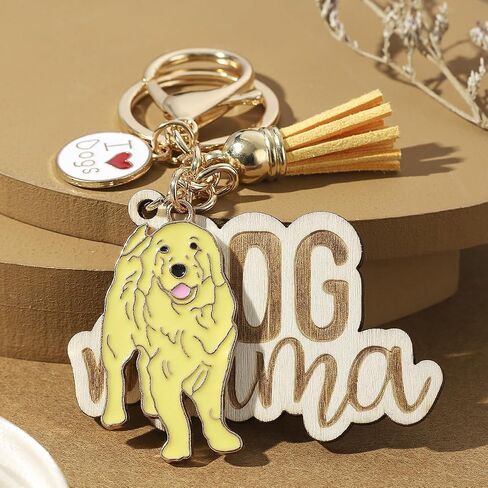 Golden Retriever Wooden Keychain Dog Zipper Cute Pendant Clip On Charm Animal Jewelry Gift Pet Lover in Saudi Arabia