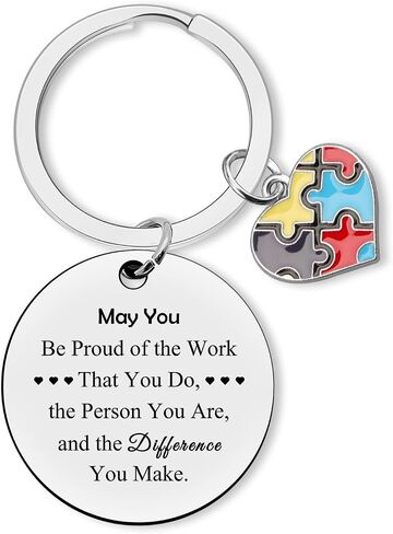Dabihu Autism Teacher Appreciation Gifts for Women Men Thank You Keychain for ABA Therapist Special Education Teacher Gifts Autism Awareness Jewelry Retirement Christmas Birthday End of Term Gift in Saudi Arabia
