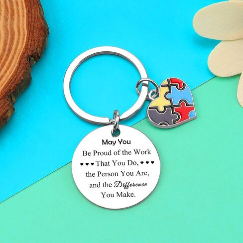 Dabihu Autism Teacher Appreciation Gifts for Women Men Thank You Keychain for ABA Therapist Special Education Teacher Gifts Autism Awareness Jewelry Retirement Christmas Birthday End of Term Gift in Saudi Arabia