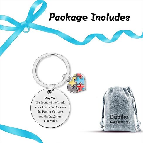 Dabihu Autism Teacher Appreciation Gifts for Women Men Thank You Keychain for ABA Therapist Special Education Teacher Gifts Autism Awareness Jewelry Retirement Christmas Birthday End of Term Gift in Saudi Arabia