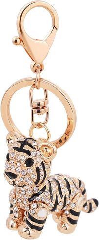 EASYA Cute Tiger Sparkling Charm Blingbling Keychain Crystal Rhinestone Pendant(White) in Kuwait