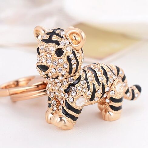 EASYA Cute Tiger Sparkling Charm Blingbling Keychain Crystal Rhinestone Pendant(White) in Kuwait