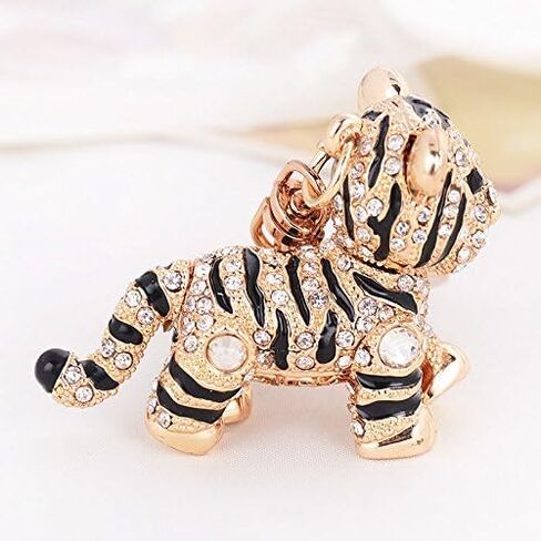 EASYA Cute Tiger Sparkling Charm Blingbling Keychain Crystal Rhinestone Pendant(White) in Kuwait
