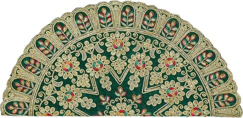 Round Velvet Pooja Cloth Mat Aasan Decorative Cloth with Sequence Work for Indian Traditional Multipurpose Pooja Festival New Year Decorations Items and Article Home Decor (Size :- 17")(Pink) in Kuwait