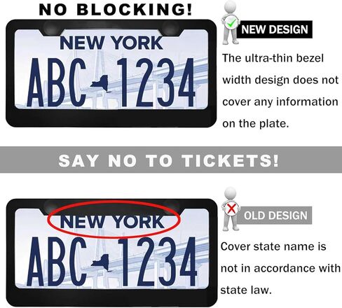 2Pcs License Plate Frames, License Tag Plate Universal Fit for Cars, Trucks and SUVs (BlackRedYellow-Right-Silver) in Kuwait