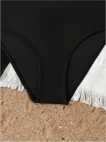 OYOANGLE Girl's 3 Piece Metallic Ring Bathing Suit High Waisted Hipster Bikini Swimsuit with Beach Skirt in Saudi Arabia