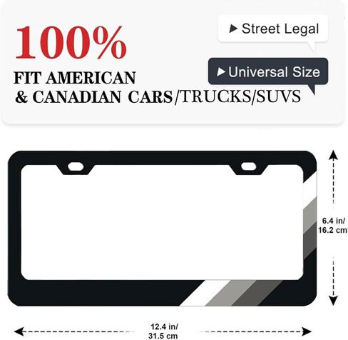 2Pcs License Plate Frames, License Tag Plate Universal Fit for Cars, Trucks and SUVs (BlackRedYellow-Right-Silver) in Kuwait