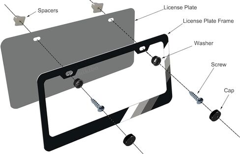 2Pcs License Plate Frames, License Tag Plate Universal Fit for Cars, Trucks and SUVs (BlackRedYellow-Right-Silver) in Kuwait
