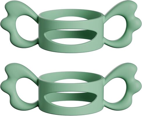 Baby Bottle Handles, Easy Grip Bottle,Silicone Wide-Neck Bottle Handle, Outer Diameter Over 6cm for Bottle Pink Green (2 Pack) in Kuwait