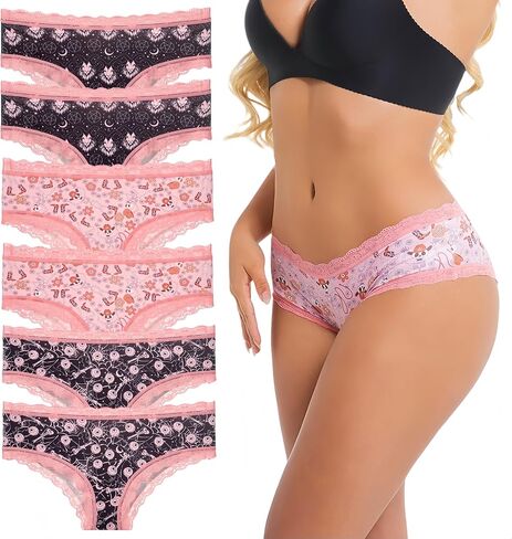 Women's Gothic Lingerie Set,Hipster Panties with Lace Trim,Sexy Lace Underwear for Women-Comfortable Panties in Saudi Arabia