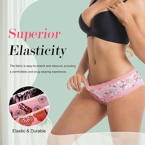 Women's Gothic Lingerie Set,Hipster Panties with Lace Trim,Sexy Lace Underwear for Women-Comfortable Panties in Saudi Arabia