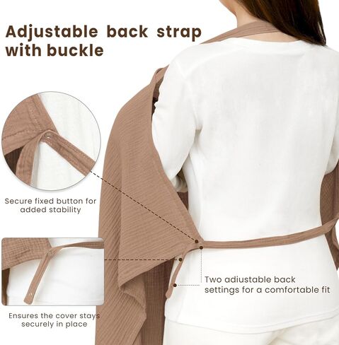 Konssy Muslin Nursing Cover Up for Breastfeeding with Rigid Hoop | 100% Cotton Nursing Apron, Lightweight & Breathable, Carseat Canopy, Breast Feeding Covers for Women (Summer Wheat) in Saudi Arabia