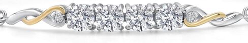 سوار من الألماس من Gem Stone King 2.02 Cttw 925 من الفضة والذهب الأصفر عيار 10 قيراط للنساء | الأحجار الكريمة حجر بخت شهر أبريل | جولة 5 ملم | لون E-F | مقابل الوضوح | قابل للتعديل بالكامل 9 بوصة in Saudi Arabia