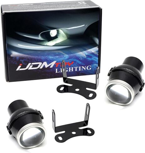 iJDMTOY Miniature 1.75-Inch Projector Fog Light Assembly w/ H3 Halogen Bulbs, Compatible with Most Car SUV Truck Bike Add-On Fog or Retrofit Lighting Purpose in Saudi Arabia