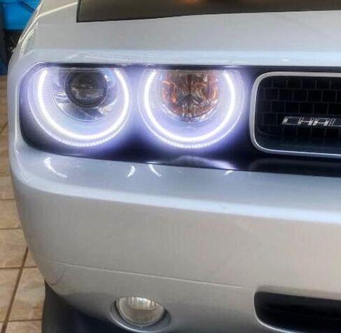 مجموعة كاملة من iJDMTOY مكونة من 4 حلقات 252-SMD LED مجموعة حلقات هالة عين الملاك مع سرج مرحل متوافق مع 2008-2014 دودج تشالنجر لايت التحديثية، زينون أبيض in Saudi Arabia
