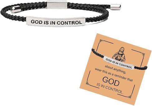 God is in Control Bracelet for Men Women Stainless Steel Adjustable Christian Bracelet Handmade Letter Braided Bracelet Inspirational Unique Gifts Jewelry in Saudi Arabia