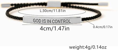 God is in Control Bracelet for Men Women Stainless Steel Adjustable Christian Bracelet Handmade Letter Braided Bracelet Inspirational Unique Gifts Jewelry in Saudi Arabia