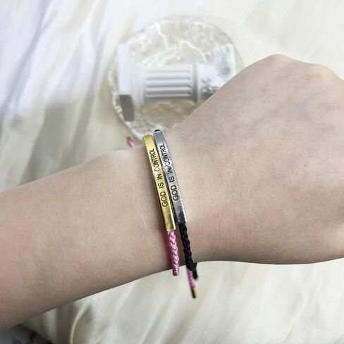 God is in Control Bracelet for Men Women Stainless Steel Adjustable Christian Bracelet Handmade Letter Braided Bracelet Inspirational Unique Gifts Jewelry in Saudi Arabia